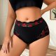 Plus Size Black Red Lip Print Lace Boyshort: Lifting & Breathable Teen Underwear