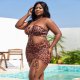 New split leopard print sexy plus size three piece set plus size swimsuit for women
