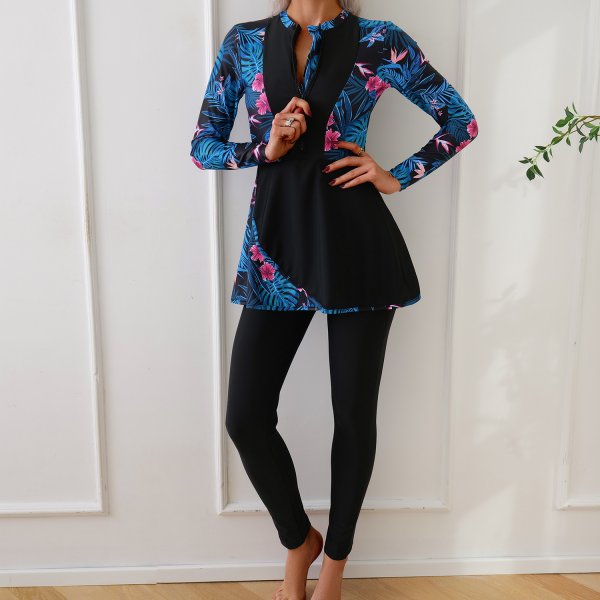 New Muslim swimsuit for women, conservative swimsuit, printed beach swimsuit, Burkini surfing suit