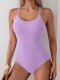 New one-piece swimsuit solid color pleated tight conservative women's swimsuit