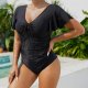 New one-piece swimsuit black tight conservative women's swimsuit