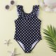 New girls' swimsuit with ruffled edges and polka dots for children