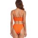 New swimsuit sexy solid color high waist wave pattern bikini