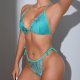 Turquoise Lace Halter Lingerie Set: Push-Up Low-Back Pure Desire Style (XS-L)