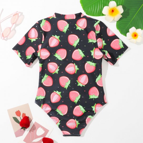 Children's swimsuit, women's printed cute one-piece sunscreen surfing suit 130-160