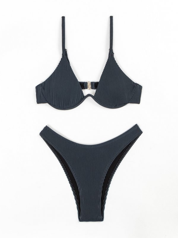 New Split Swimsuit Women's Solid Color Steel Bracket Sexy Bikini Set Swimsuit