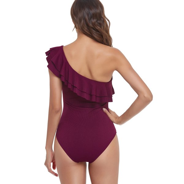 New one-piece swimsuit solid color hot stamping tight fitting swimsuit for women