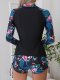 New swimsuit women's long sleeved split sports print swimsuit surfing suit set