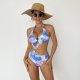 New one-piece swimsuit printed hot stamping sexy hollow tight bikini swimsuit for women