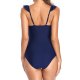 New solid color printed swimsuit with sexy ruffle edge one-piece swimsuit for women