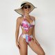 New one-piece swimsuit printed hot stamping sexy hollow tight bikini swimsuit for women