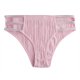 Seamless knitted thin band comfortable hip-hugging elastic ribbed mid-waist briefs for women