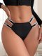 Black Ribbed Thong with 'SPORT' Print Straps: Quick-Dry Breathable Teen Underwear