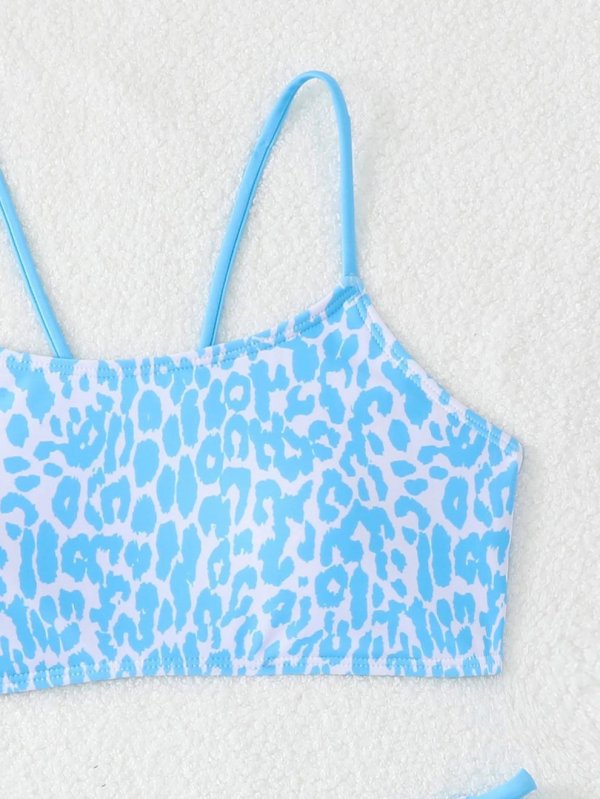 2026 new split swimsuit leopard print minimalist bikini with chest cushion women's sexy beach swimsuit women