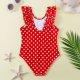 New girls' swimsuit with ruffled edges and polka dots for children