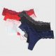 Women's thong sexy perspective mid waist hollow lace underwear thin and transparent