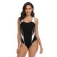New competitive women's tight fitting color blocking conservative one-piece swimsuit