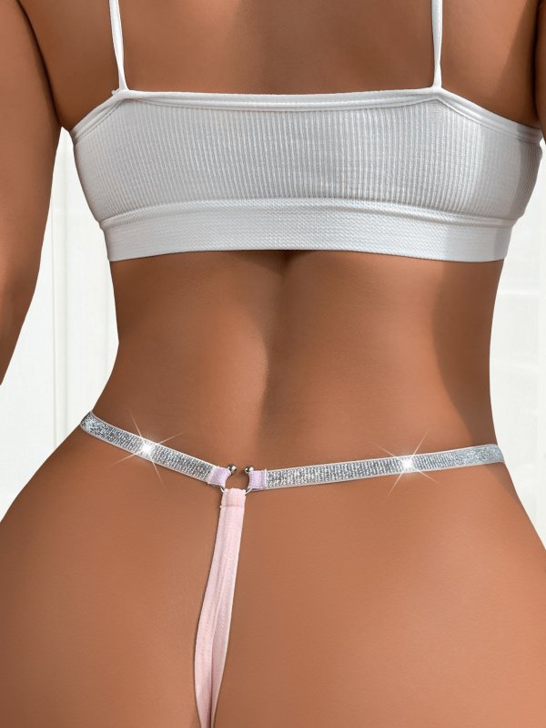 Women's slim thong with sexy design, ultra-thin silver ribbon, comfortable women's underwear