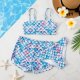 New children's swimsuit split print floral three piece shorts bikini
