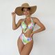 New one-piece swimsuit printed hot stamping sexy hollow tight bikini swimsuit for women