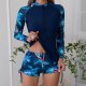New swimsuit women's long sleeved split sports print swimsuit surfing suit set