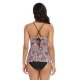 New women's retro printed conservative belly covering camisole skirt triangular split swimsuit