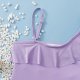 Children's swimsuit fashion slanted shoulder solid color ruffle edge girls' swimsuit hot spring swimsuit