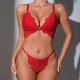 Red Lace Halter Lingerie Set: Push-Up Low-Back Pure Desire Style