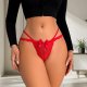 Red Lace Bow Thong: Invisible Breathable Nylon Underwear for Teens