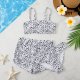 New children's swimsuit split print floral three piece shorts bikini