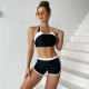 New women's split solid color sports patchwork swimsuit