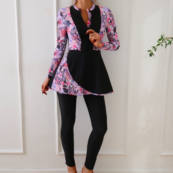 New Muslim swimsuit for women, conservative swimsuit, printed beach swimsuit, Burkini surfing suit