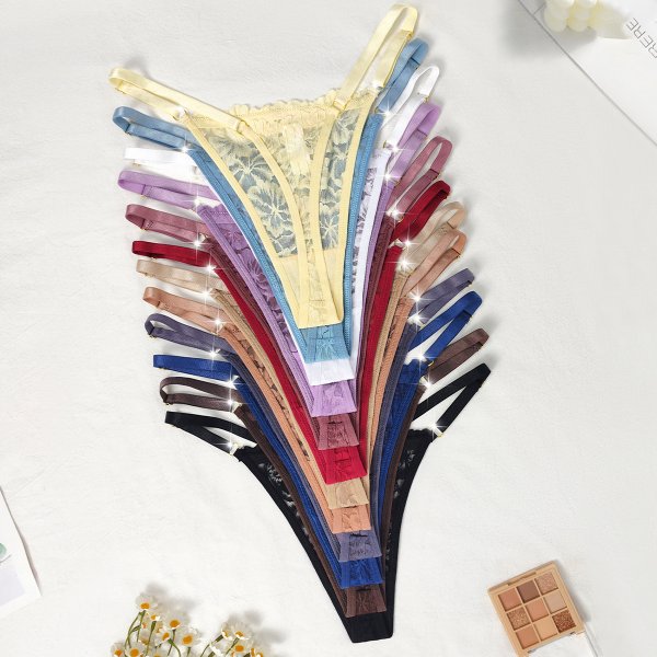 New lace bow hollow low waist sexy women's thong