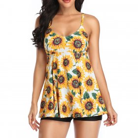 New bikini skirt style swimsuit with split print for women