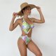 New one-piece swimsuit printed hot stamping sexy hollow tight bikini swimsuit for women