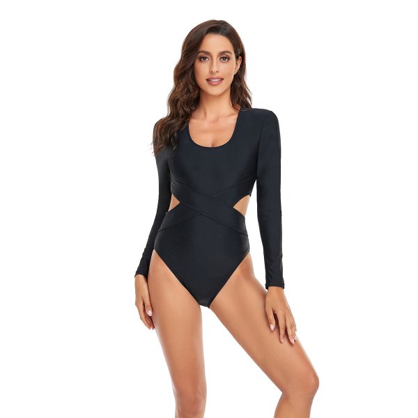 One piece long sleeved surfing suit, sun protection women's swimsuit, hot spring diving suit