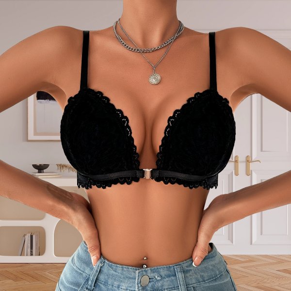 Luxe Black Lace Bralette with Satin Accents