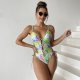 New one-piece swimsuit with hot stamping printed tight conservative swimsuit for women