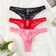 Ladies' Red Flower Lace Hollow Strip Low Waist Underwear