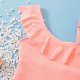 Children's swimsuit fashion slanted shoulder solid color ruffle edge girls' swimsuit hot spring swimsuit