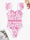 2025 swimsuit new bikini one-piece conservative women's swimsuit printed swimsuit