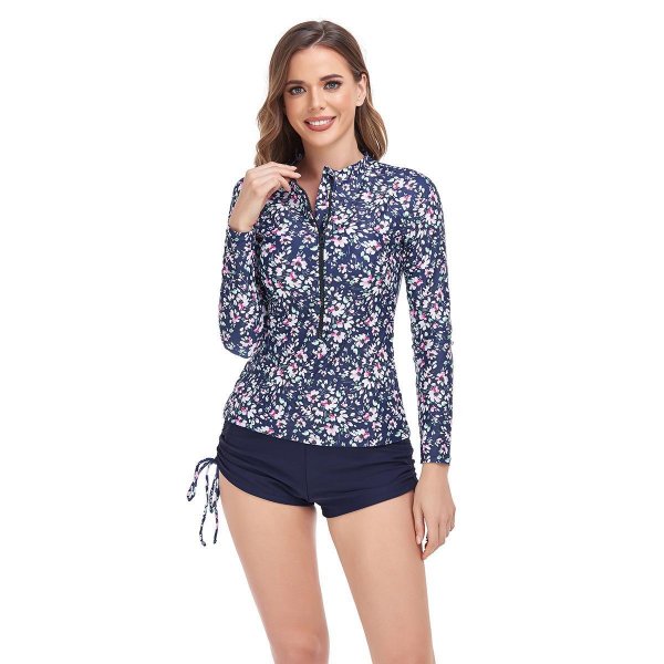 New swimsuit split long sleeved conservative suit printed surfing suit for women