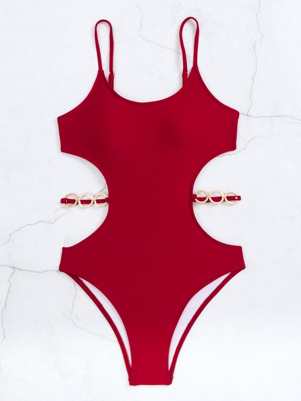 New one-piece swimsuit solid color sexy tight fitting women's swimsuit