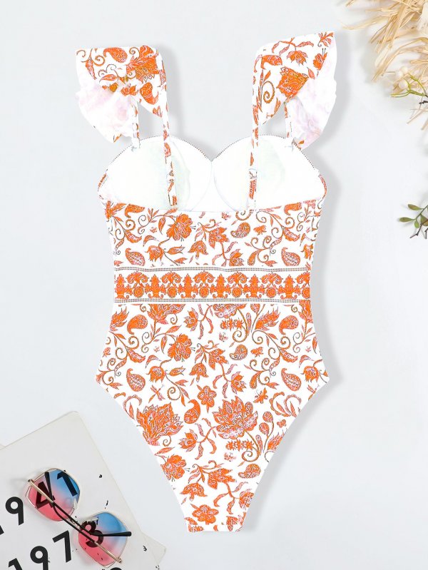 2025 swimsuit new bikini one-piece conservative women's swimsuit printed swimsuit