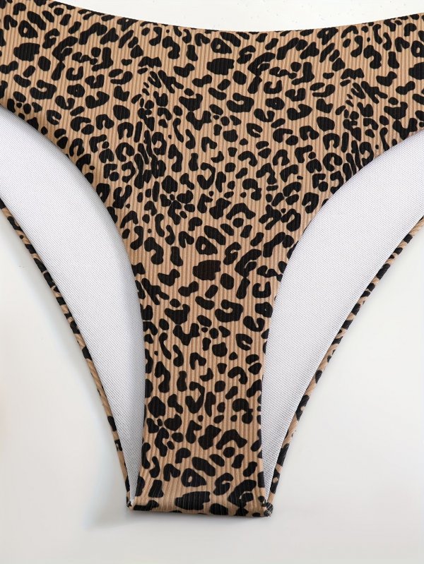 2026 popular leopard print strapless bikini sexy back resort hot spring beach split swimsuit