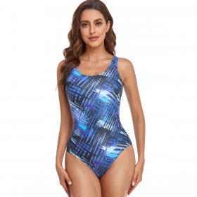 New swimsuit vest style printed sports swimsuit one-piece women's swimsuit