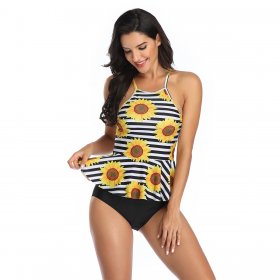 New Split Swimsuit Printed Sexy Skirt Style Strap Swimsuit for Women