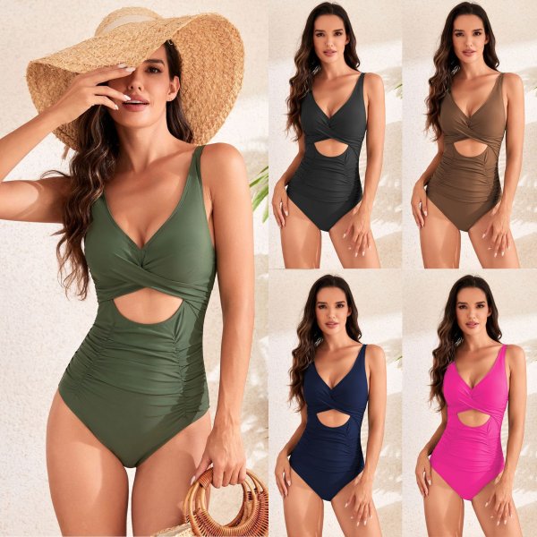 2026 hot selling swimsuit for women looking slim, cross skirt style one-piece hot spring swimsuit