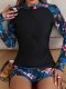New swimsuit women's long sleeved split sports print swimsuit surfing suit set