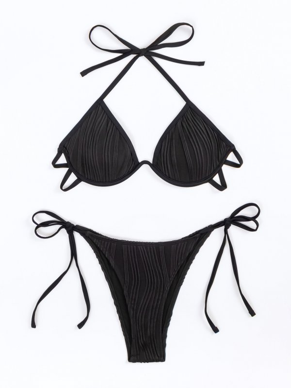 New sexy swimsuit solid color steel support style bikini set for women